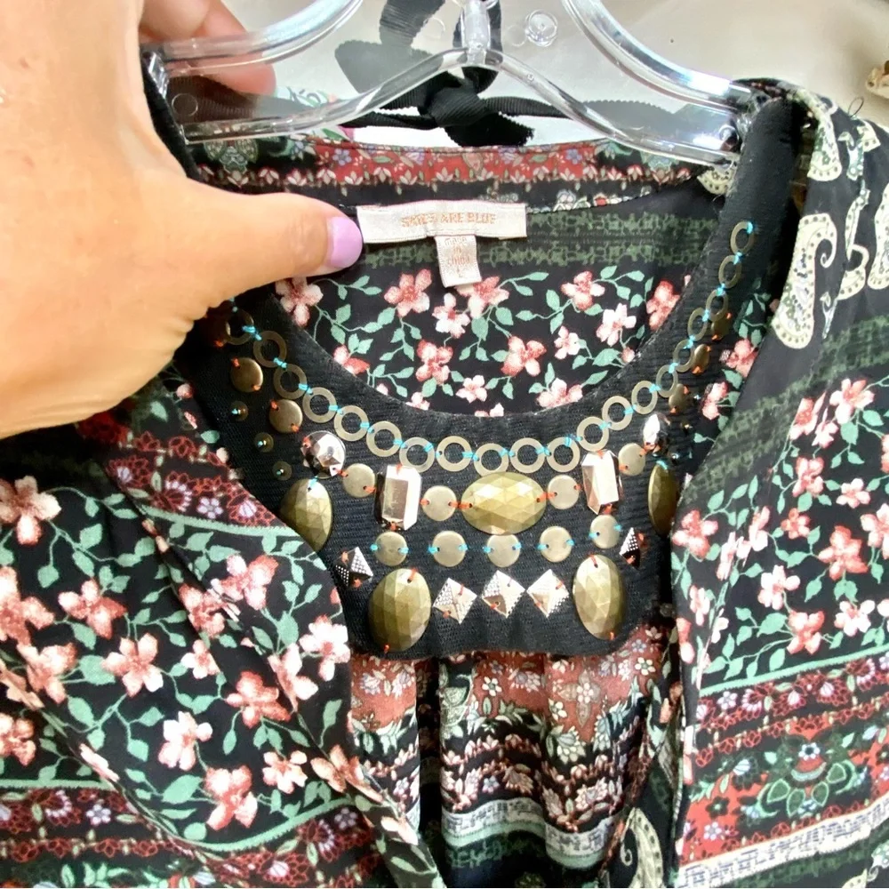 Anthropologie Skies Are Blue Boho paisley blouse w western/Gypsy/prairie vibe - Picture 6 of 10